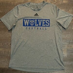 Adidas Gray and Blue Wolves Football Tee